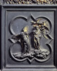 The Temptation of Christ, sjätte panelen av North Doors of the Baptistery of San Giovanni, 1403-24 (brons)
